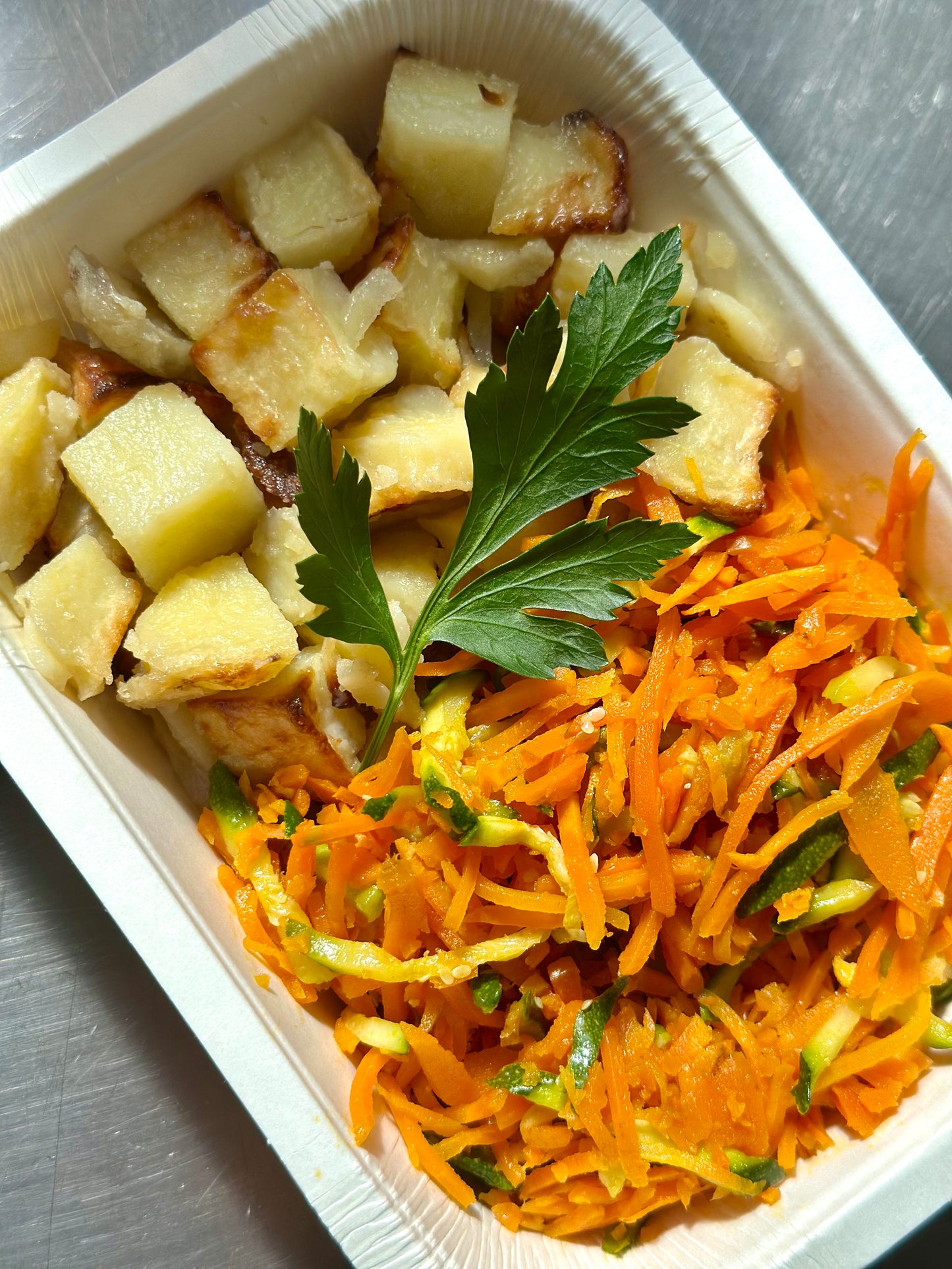 Schiscetta con Patate, verdure julienne e Formaggio