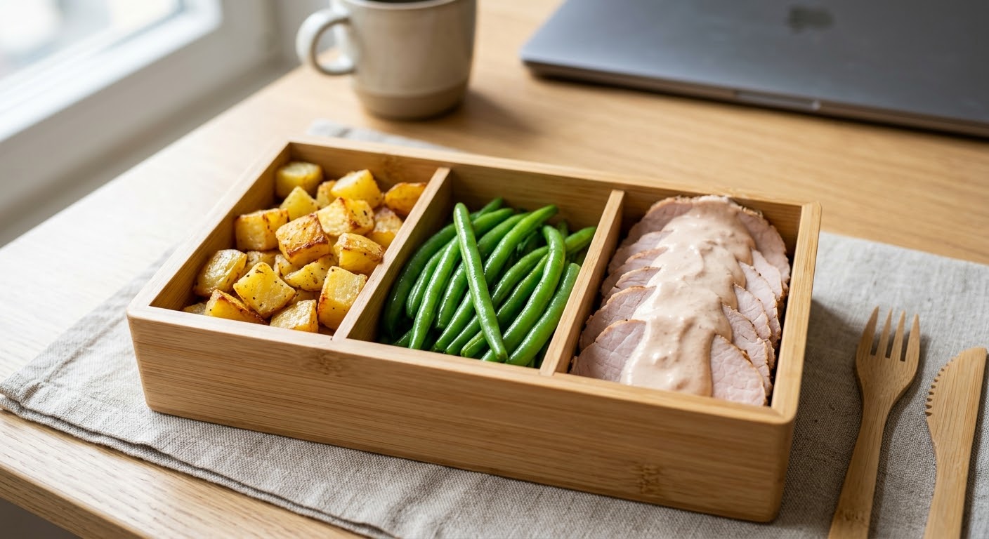 Schiscetta con patate, verdure del giorno e lonza tonnata