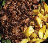Schiscetta con patate al forno, verdure del giorno e pulled pork