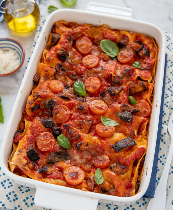 Lasagna con melanzane e pomodori
