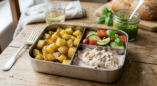 Schiscetta con patate, verdure del giorno e lonza tonnata