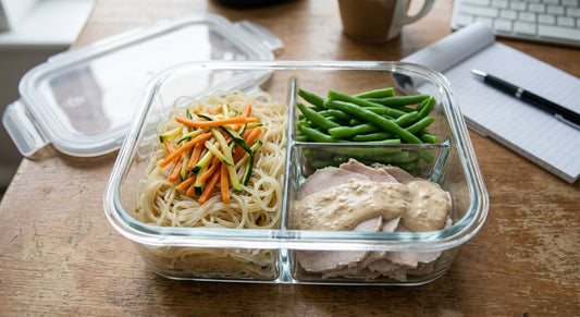 Spaghetti mung, verdure del giorno e lonza tonnata