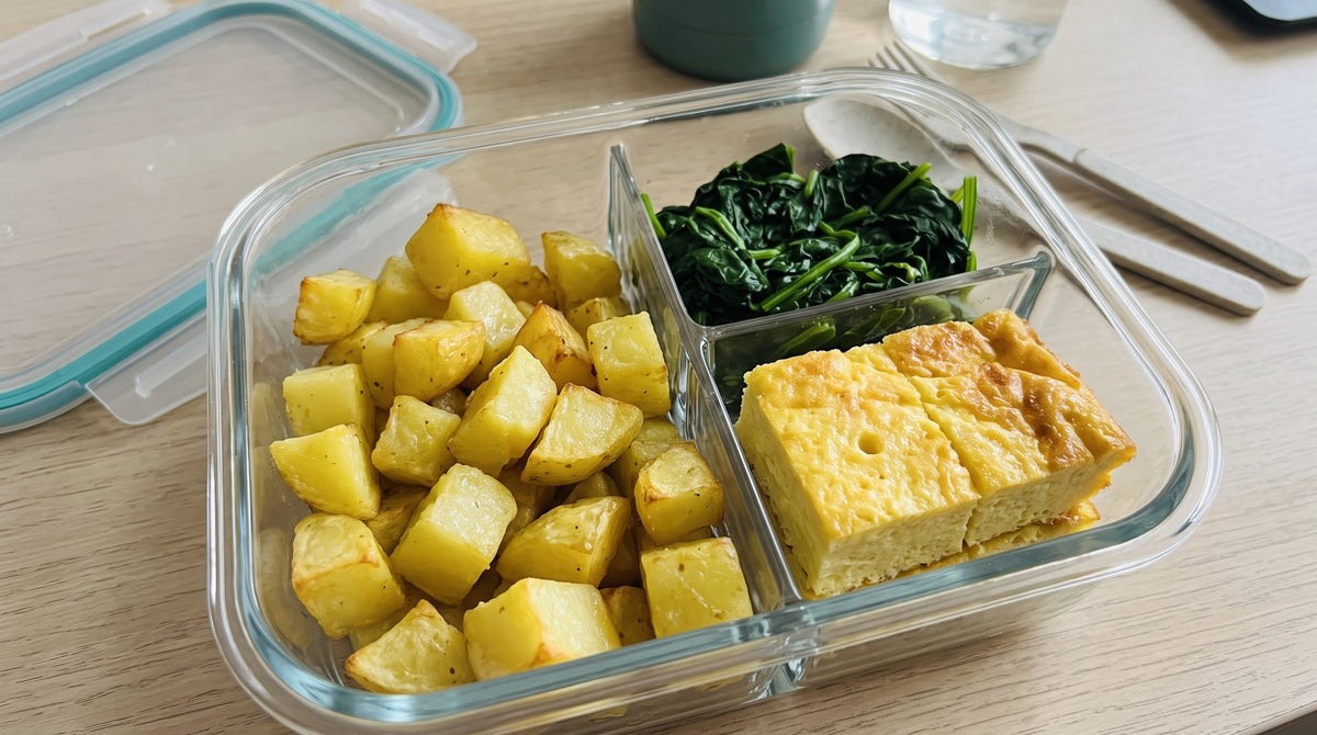 Patate al forno, verdure del giorno e frittata