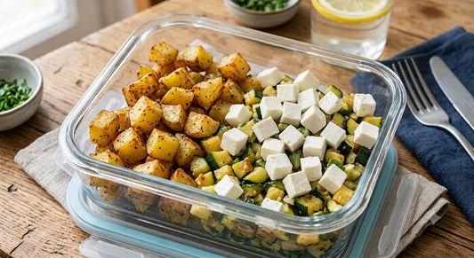 Patate, verdure del giorno e feta
