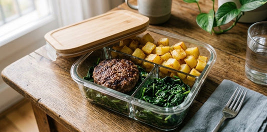 Patate al forno, verdure del giorno e hamburger
