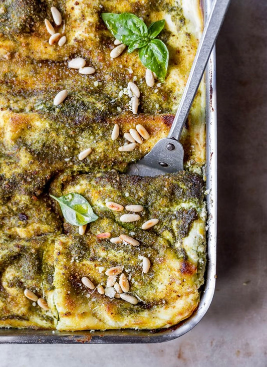 Lasagna pesto tonno e mozzarella