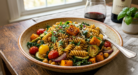 Pasta speziata con verdure di stagione