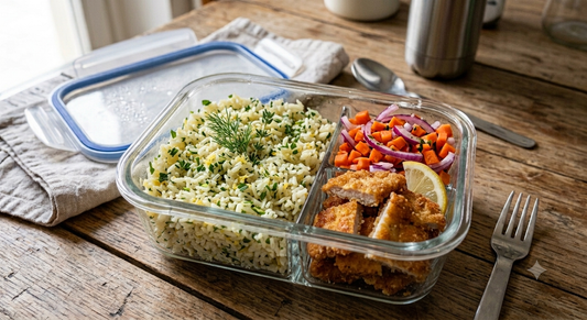 Riso aromatizzato, verdure del giorno e cotoletta