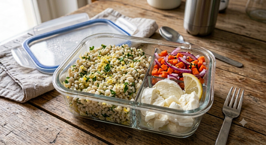Orzo prezzemolo e limone, verdure del giorno e mozzarella