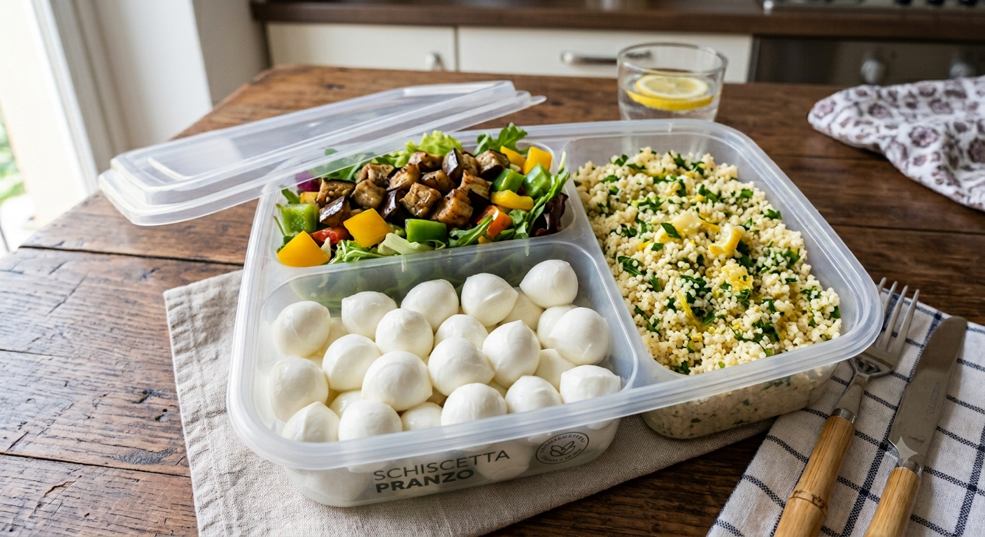 Cous cous prezzemolo e limone, verdure del giorno e mozzarella