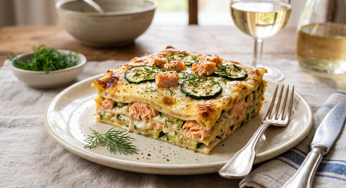 Lasagna con salmone e zucchine