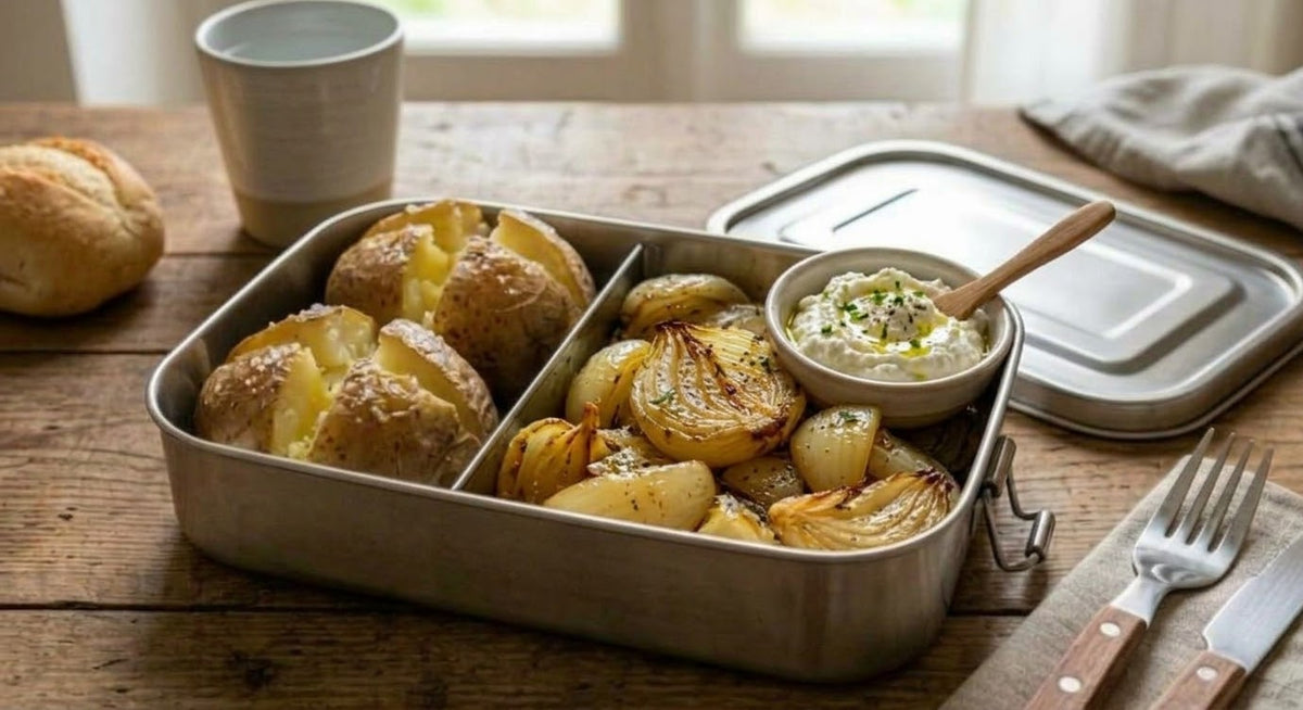 Jacket potatoes, verdure del giorno e ricotta mantecata