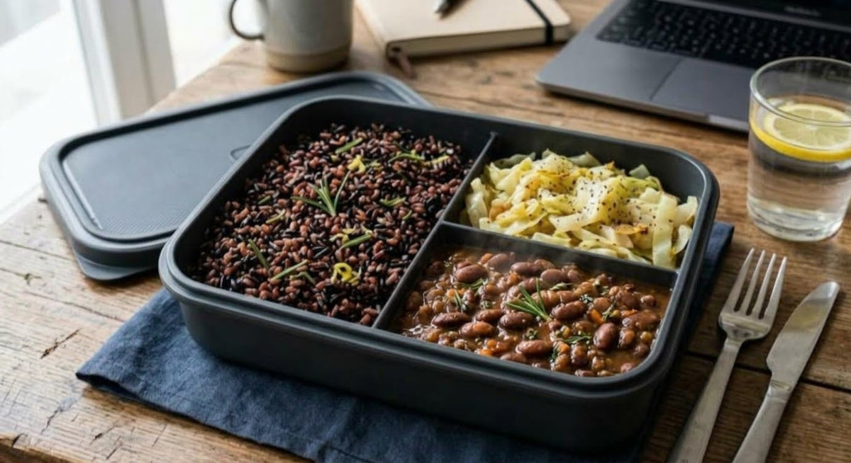Mix di Ermes e Venere al rosmarino, verdure del girono e fagioli in padella