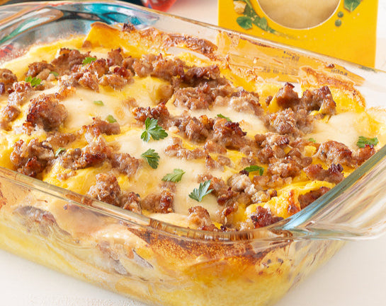 Lasagna allo zafferano e salsiccia