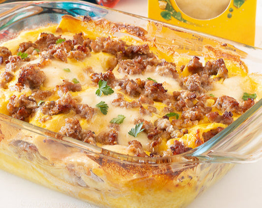 Lasagna allo zafferano e salsiccia