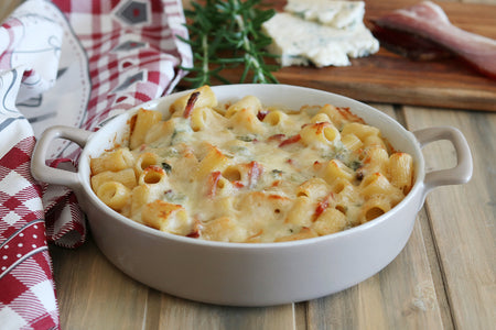 Pasta al forno con gorgonzola e speck