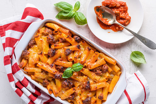 Pasta al forno con salsiccia