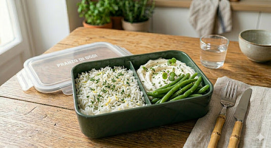 Riso aromatizzato, verdure del giorno e ricotta mantecata