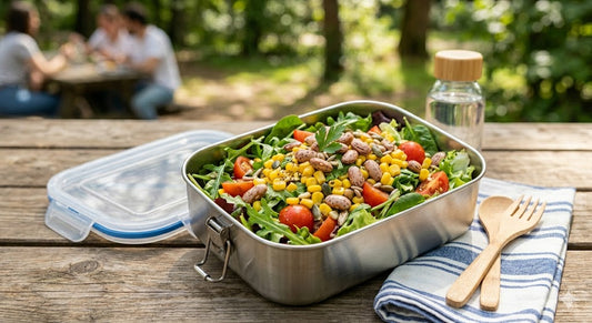 Insalata con pomodori, mais e fagioli