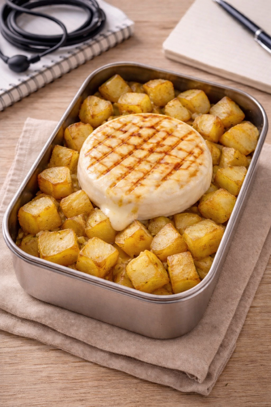 Patate, verdure del giorno e tomino